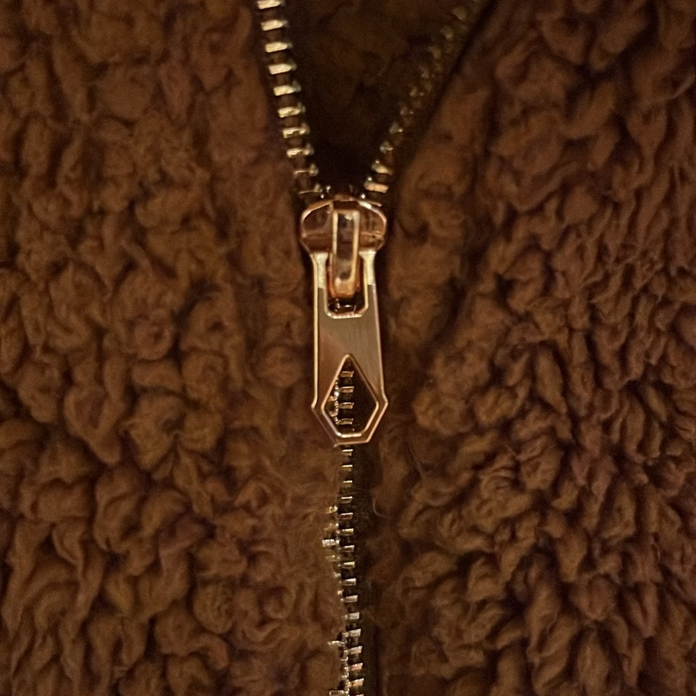 Volcom, Brown Fluffy Zip Up Jacket - image 6